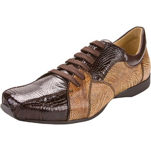Belvedere "Dino J05" Brown / Cream Genuine Crocodile / Ostrich Sneakers